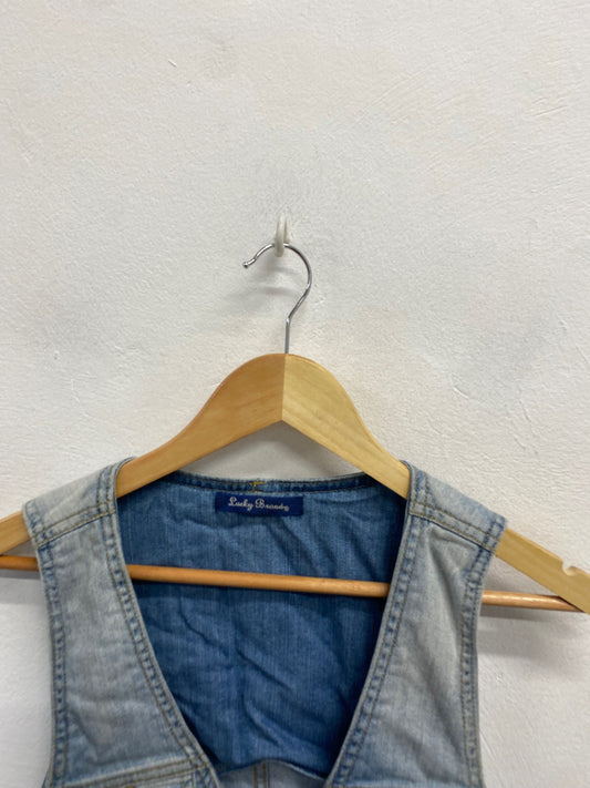 Fabulous Lucky Brand Waistcoat denim UK 8 Light Blue FC481
