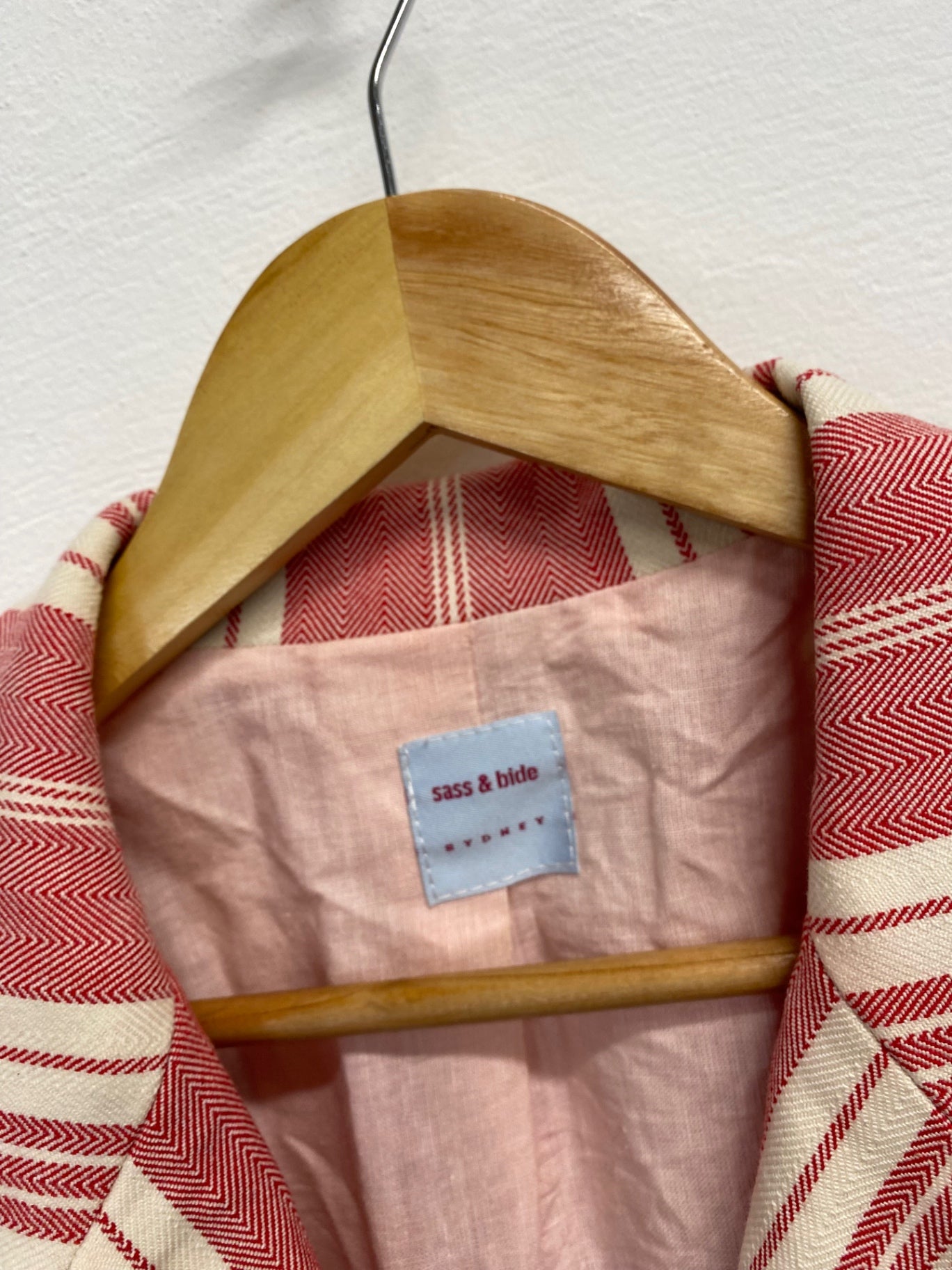 Fabulous Sass & Bide Suit Set UK 14 Red beige striped linen PS462