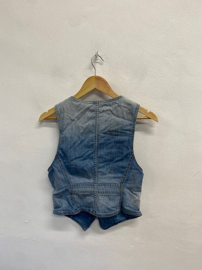 Fabulous Lucky Brand Waistcoat denim UK 8 Light Blue FC481