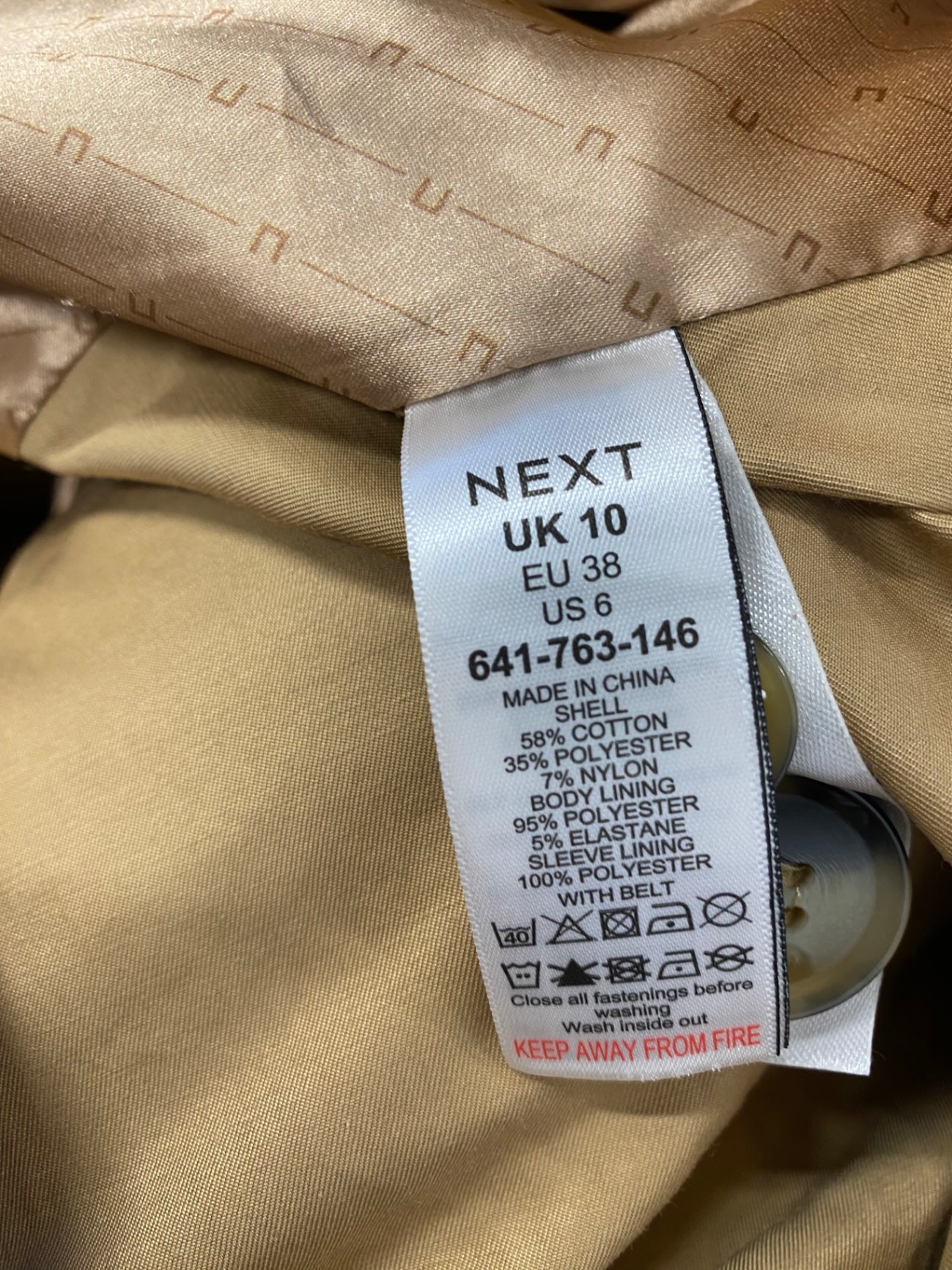 Fabulous Next Trench Coat UK 10 Tan city vibe SH493