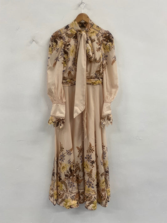 Fabulous Karen Millen Voile edge floral occasion Dress Uk10 Beige New RG020