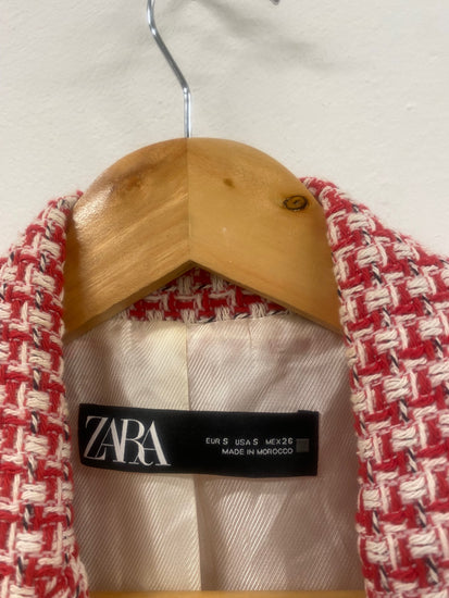 Fabulous Zara boucle double breasted Blazer UKS Red & White RG020