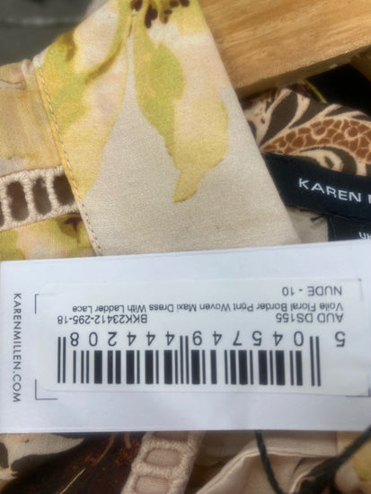 Fabulous Karen Millen Voile edge floral occasion Dress Uk10 Beige New RG020