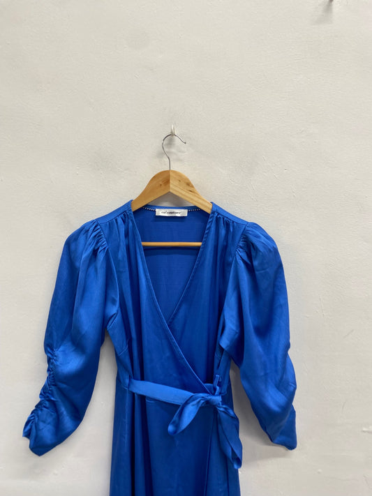 Fabulous co' couture Midi Dress UK 8 Blue party wrap RG020