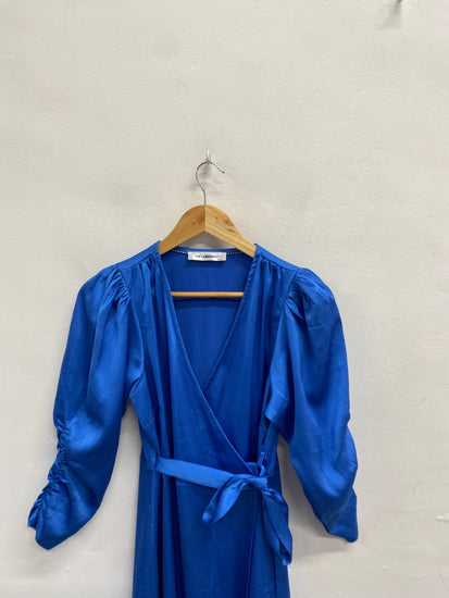 Fabulous co' couture Midi Dress UK 8 Blue party wrap RG020