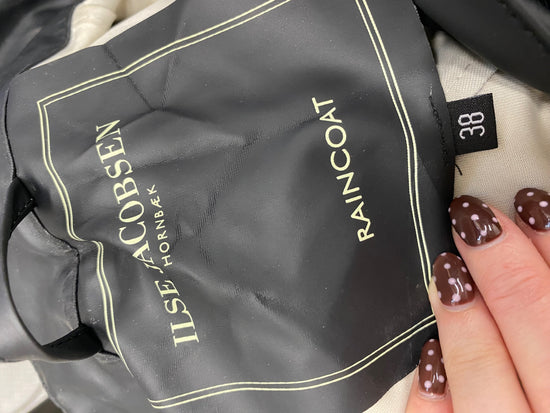 Fabulous Ilse jacobsen Raincoat UK 10 Black longline RG020