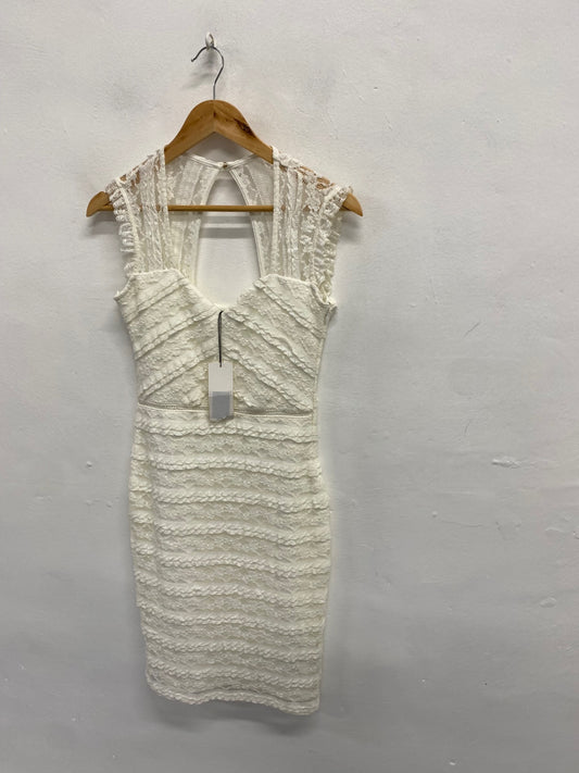 Fabulous Lipsy london Mini dress UK 10 Cream Lace party RG020