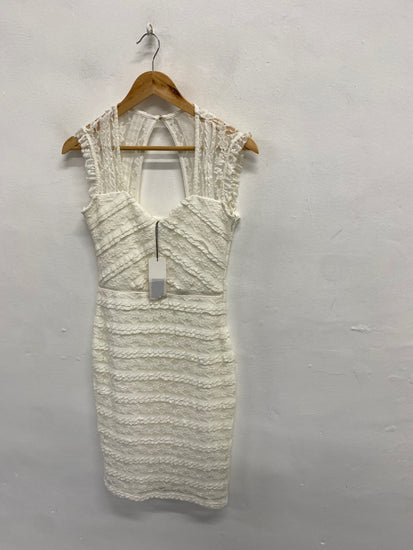 Fabulous Lipsy london Mini dress UK 10 Cream Lace party RG020
