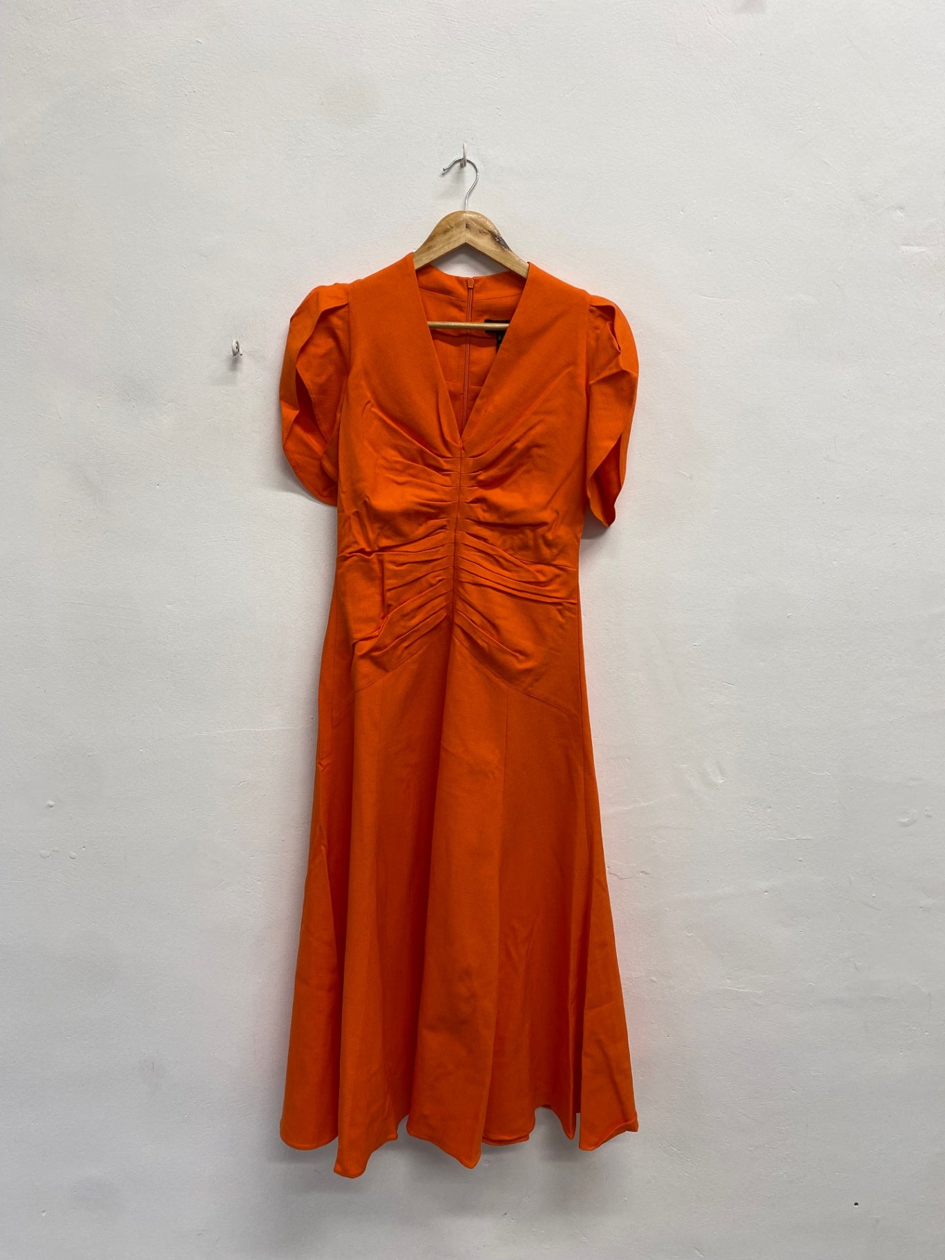 Fabulous Me + em Maxi Dress UK 12 Orange textured pleat RG020
