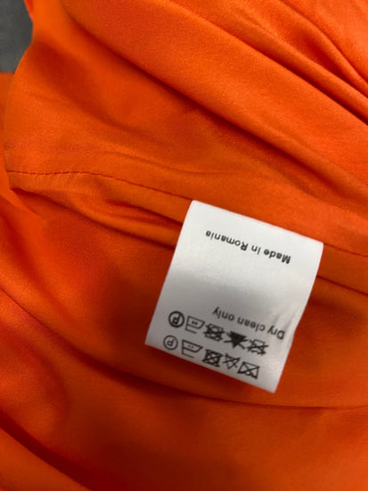 Fabulous Me + em Maxi Dress UK 12 Orange textured pleat RG020