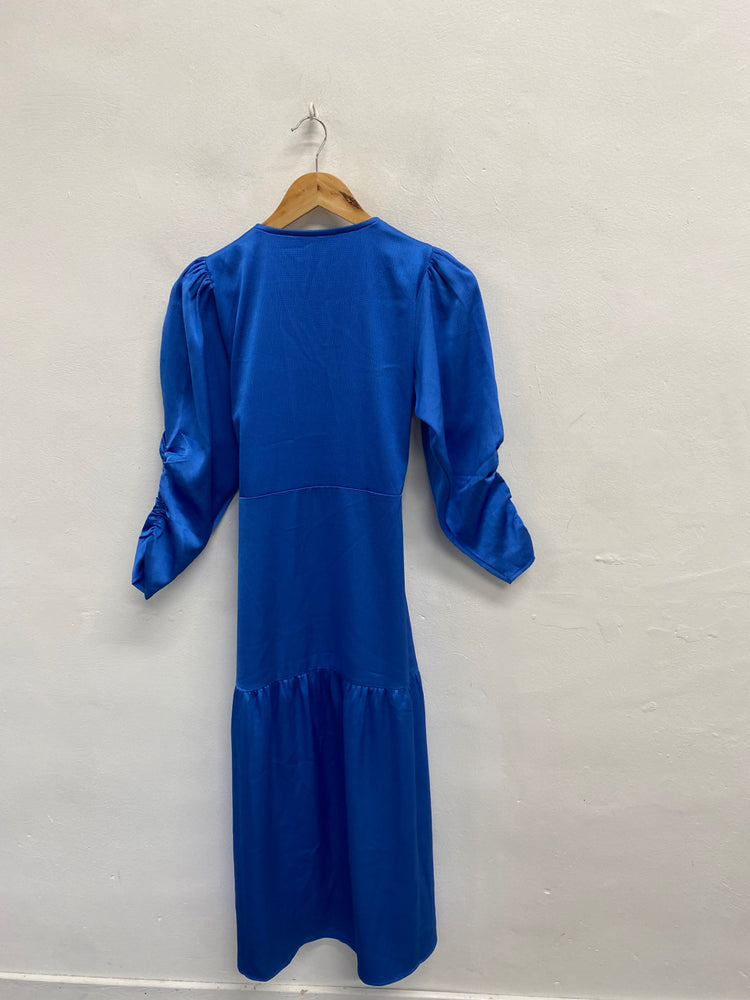 Fabulous co' couture Midi Dress UK 8 Blue party wrap RG020