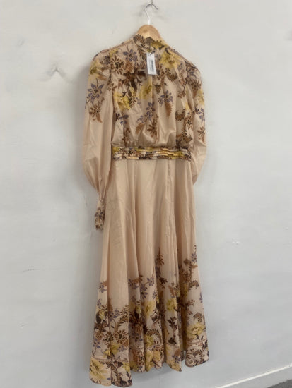 Fabulous Karen Millen Voile edge floral occasion Dress Uk10 Beige New RG020