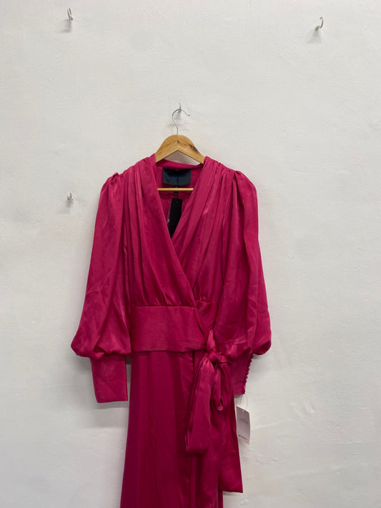 Fabulous Costarellos satin fuschia Formal Dress UK 8 Pink RG020