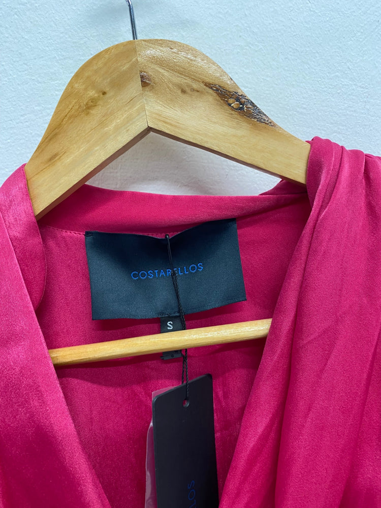 Fabulous Costarellos satin fuschia Formal Dress UK 8 Pink RG020