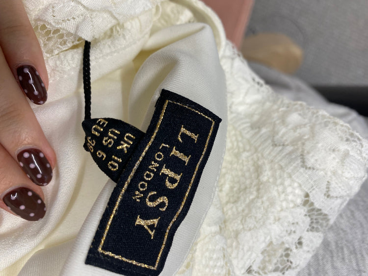 Fabulous Lipsy london Mini dress UK 10 Cream Lace party RG020