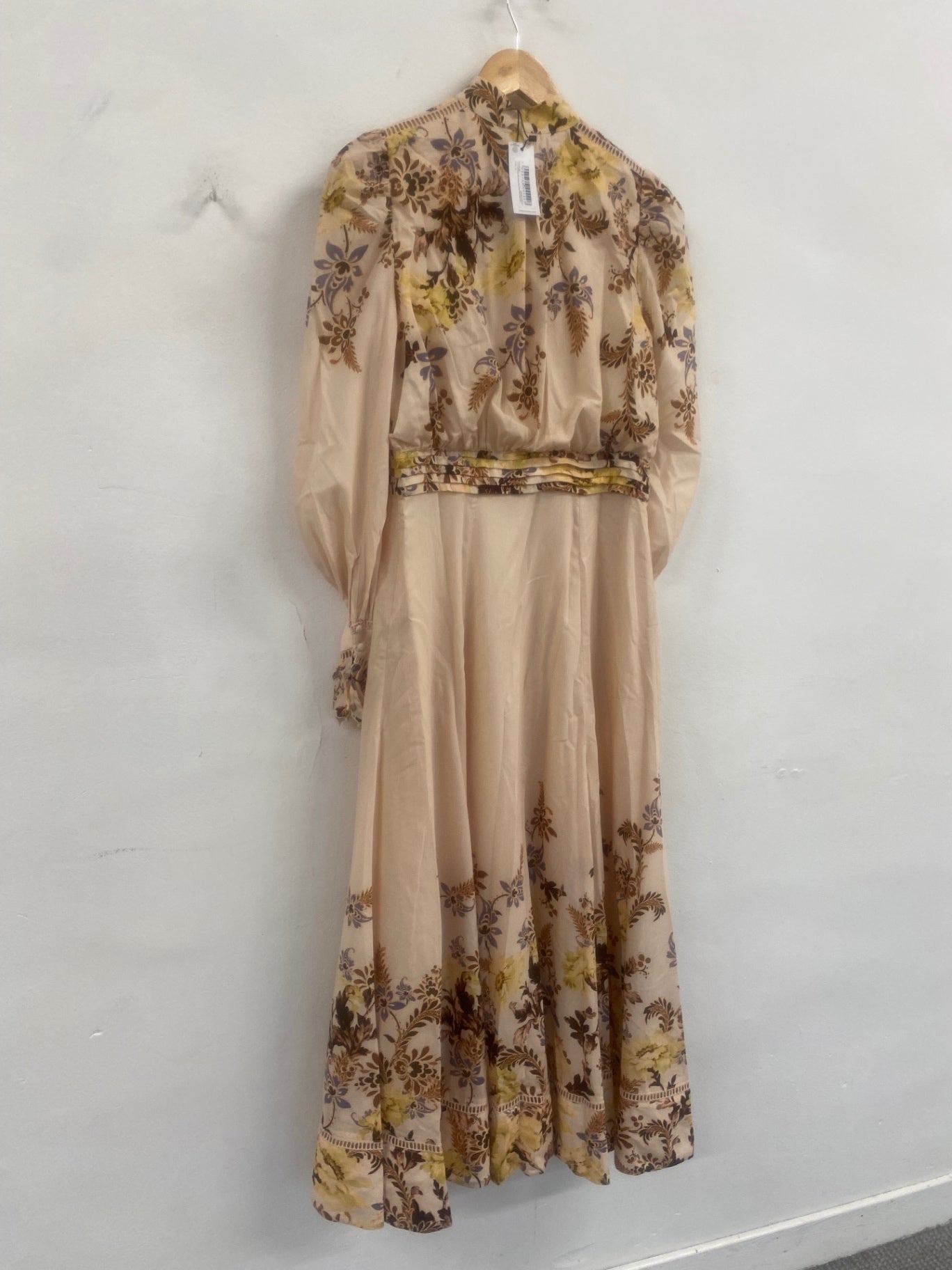 Fabulous Karen Millen Voile edge floral occasion Dress Uk10 Beige New RG020