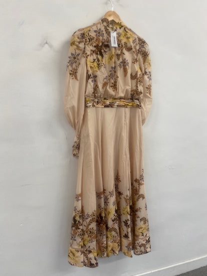 Fabulous Karen Millen Voile edge floral occasion Dress Uk10 Beige New RG020