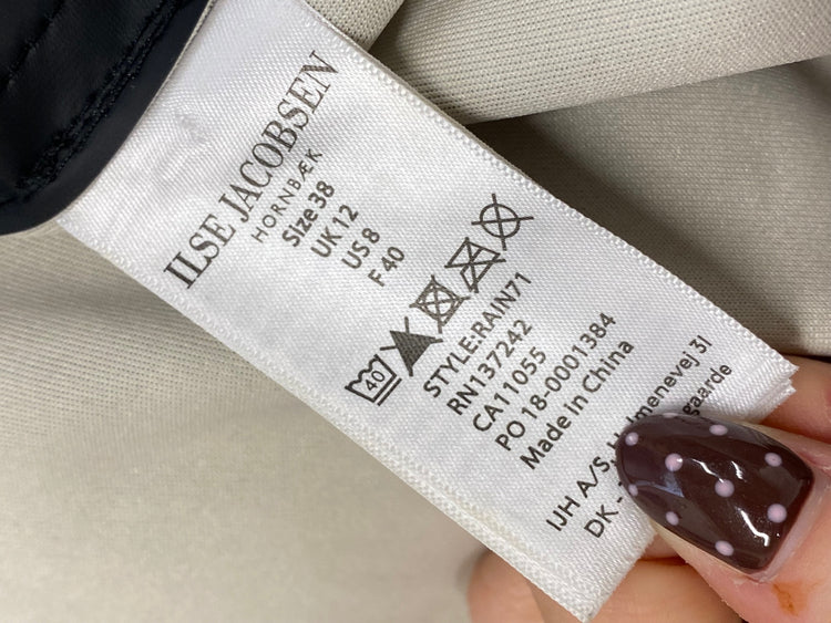 Fabulous Ilse jacobsen Raincoat UK 10 Black longline RG020