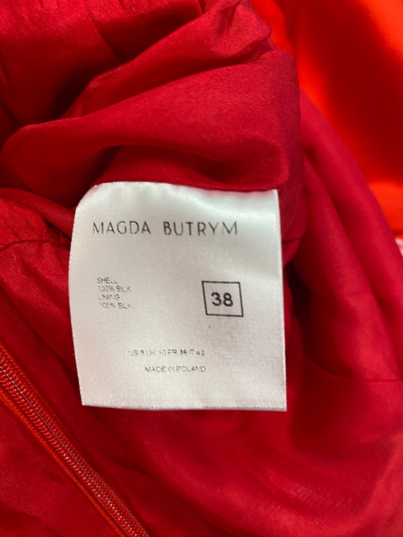 Fabulous Magda Butrym gathered silk floral print Maxi Dress Uk10 Red RG020