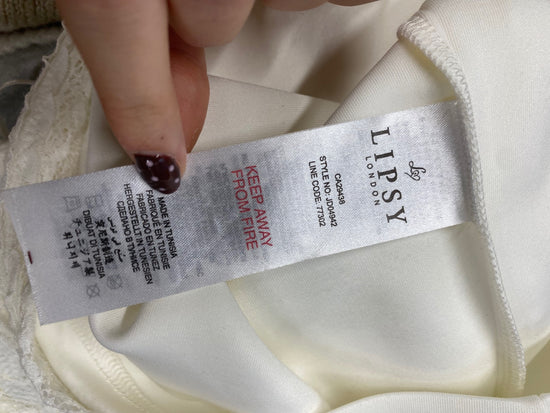 Fabulous Lipsy london Mini dress UK 10 Cream Lace party RG020
