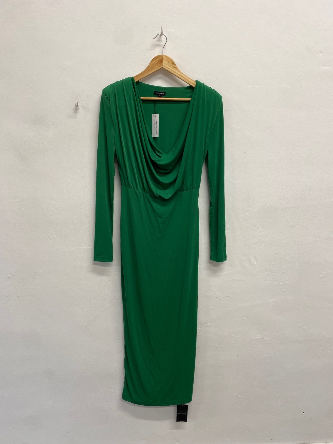 Fabulous Karen Millen jersey crepe cowl Midi Dress UK 8 Green new RG020