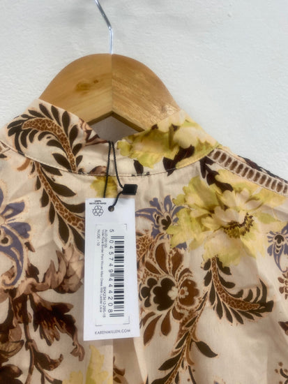 Fabulous Karen Millen Voile edge floral occasion Dress Uk10 Beige New RG020