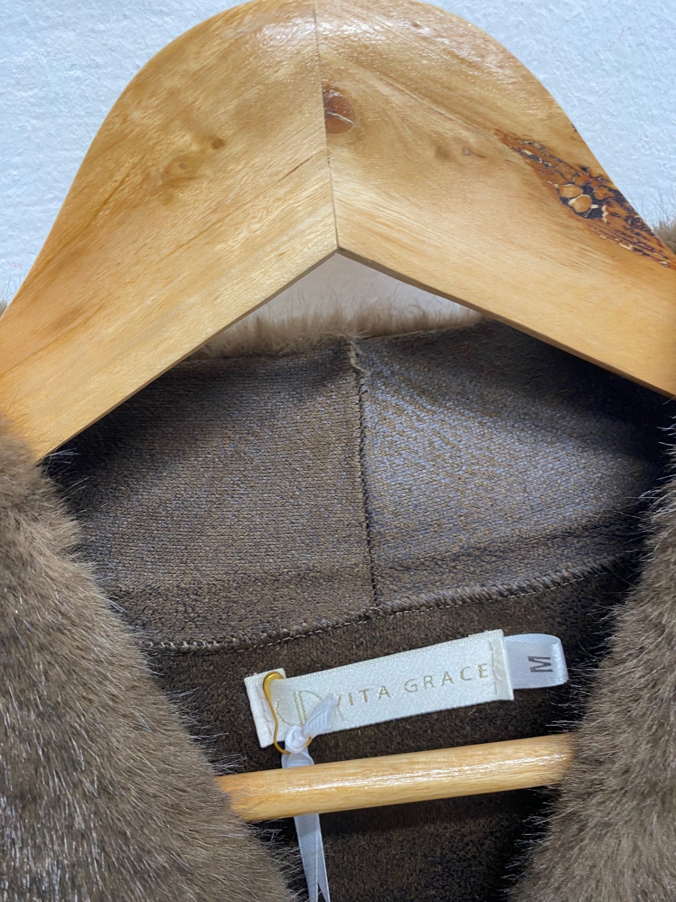 Fabulous Vita grace Faux fur vail chic espresso jacket cardigan UK 10 RG020