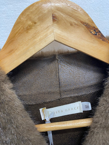 Fabulous Vita grace Faux fur vail chic espresso jacket cardigan UK 10 RG020