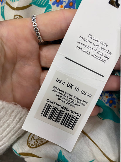 Fabulous Me + em Maxi Dress UK 10 Beige green waterlily new RG020