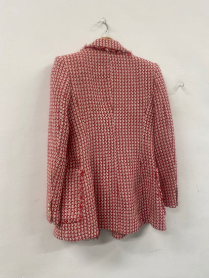 Fabulous Zara boucle double breasted Blazer UKS Red & White RG020