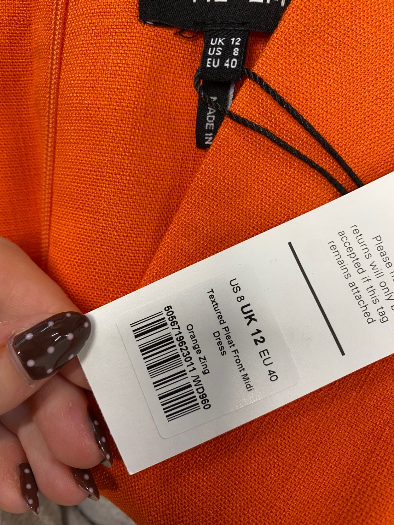 Fabulous Me + em Maxi Dress UK 12 Orange textured pleat RG020