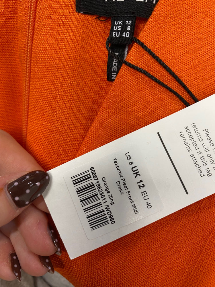 Fabulous Me + em Maxi Dress UK 12 Orange textured pleat RG020
