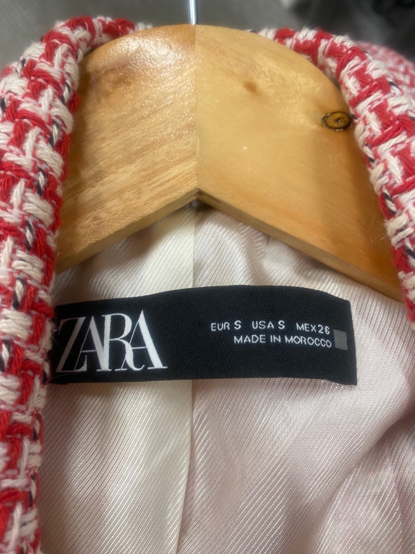 Fabulous Zara boucle double breasted Blazer UKS Red & White RG020