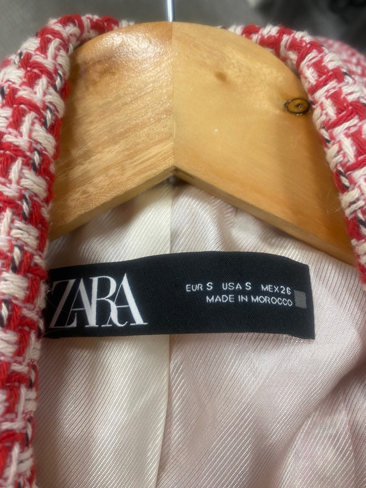 Fabulous Zara boucle double breasted Blazer UKS Red & White RG020