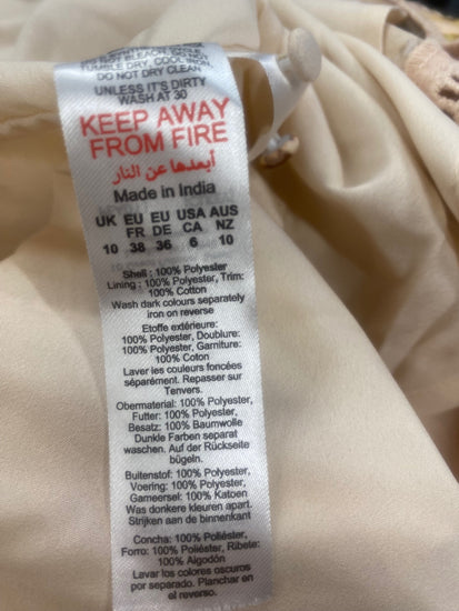 Fabulous Karen Millen Voile edge floral occasion Dress Uk10 Beige New RG020