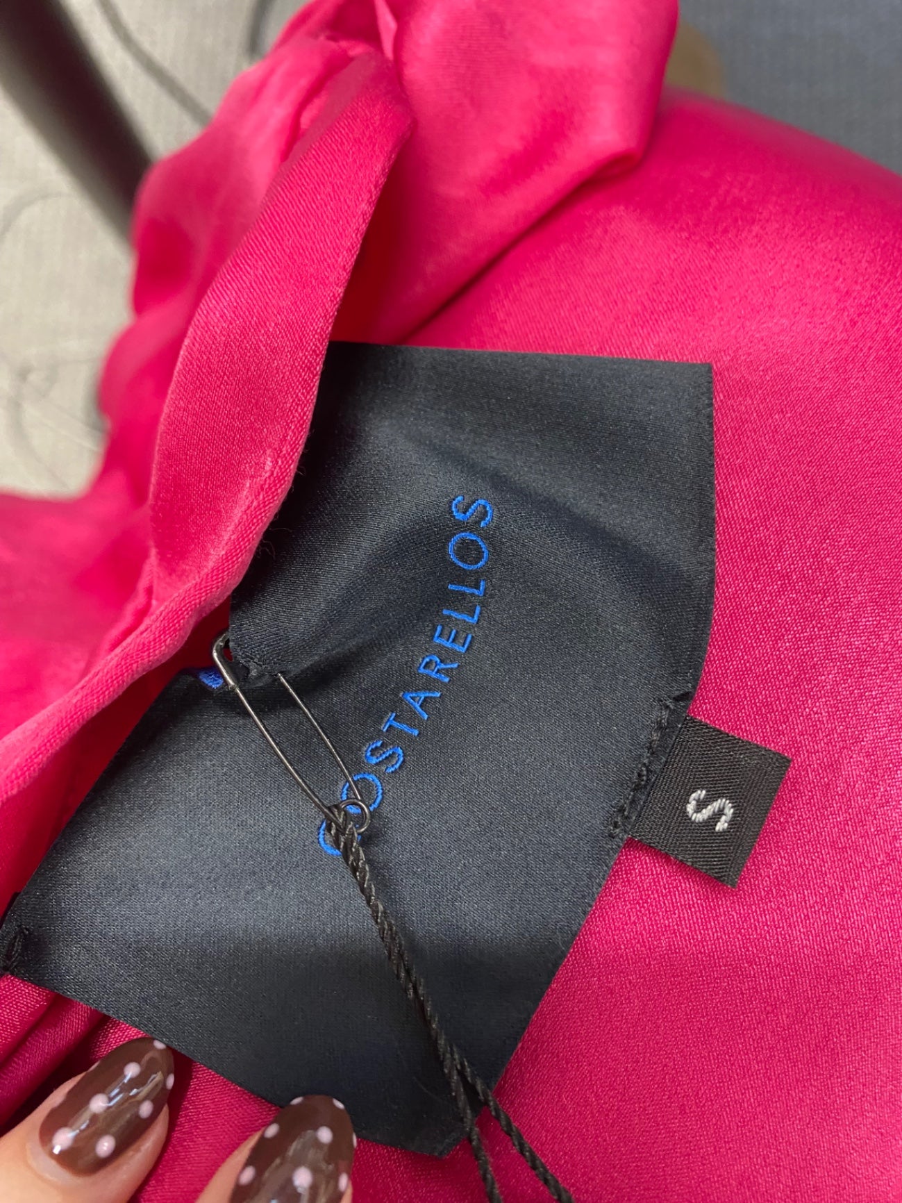 Fabulous Costarellos satin fuschia Formal Dress UK 8 Pink RG020