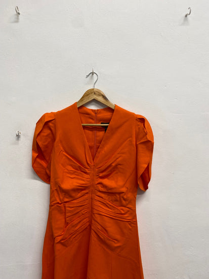 Fabulous Me + em Maxi Dress UK 12 Orange textured pleat RG020