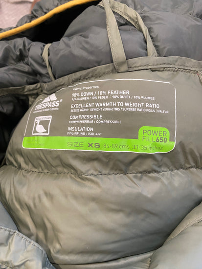 Fabulous Trespass Down Rusler Puffer Jacket UkXS Olive Green RR001