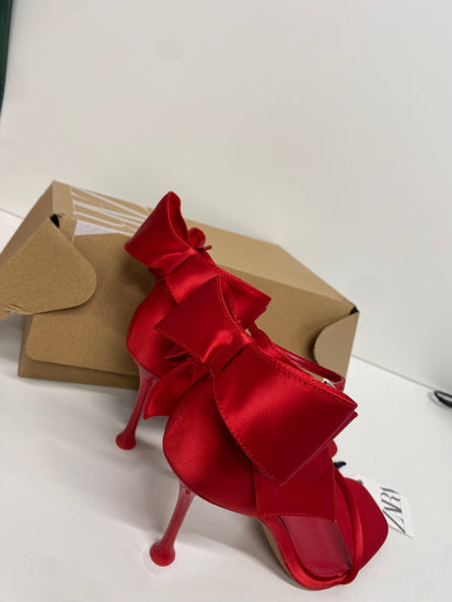 Fabulous Zara Heels UK 6 Red bow festive classy new RG020 