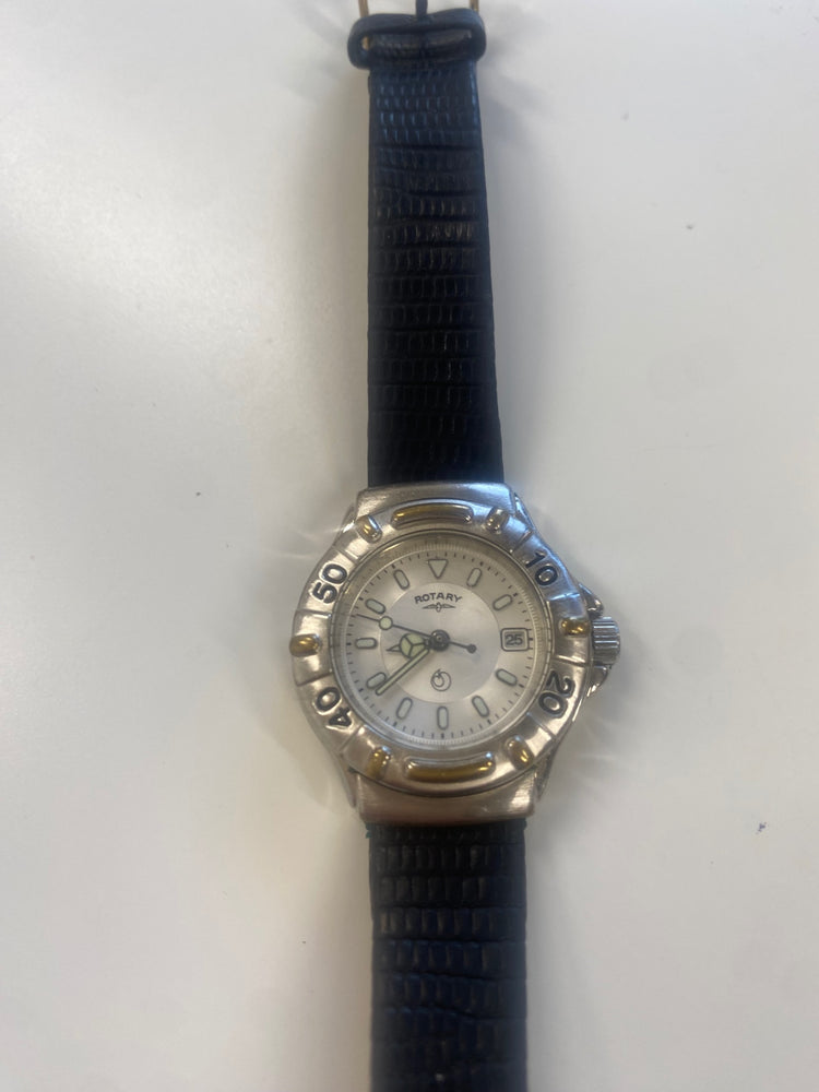 Fabulous Ladies Rotary diving Watch 10112 S Silver & black 1990’s RR001