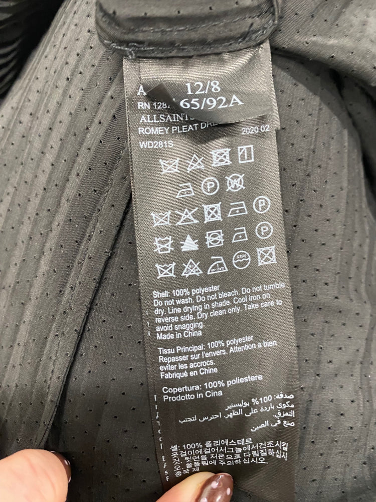 Fabulous AllSaints Romey pleated Maxi Dress UK 12 Black SS002