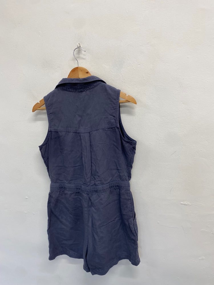Fabulous Nicole miller Playsuit linen Uk 10 Navy blue SS002