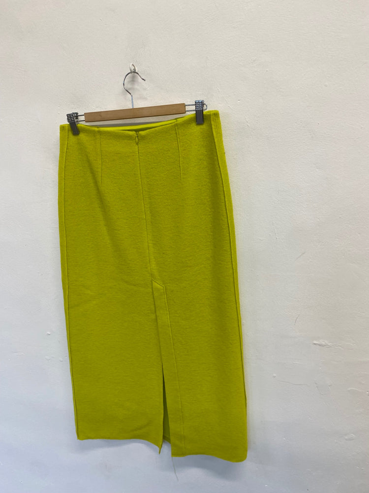Fabulous Massimo Dutti Midi Skirt wool blend UK 12 Lime green SS002