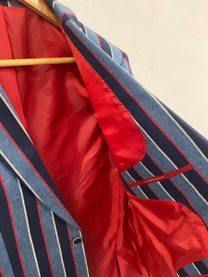 Fabulous Brook Tavener striped traditional Blazer 40R Blue with red & white stripes SS002