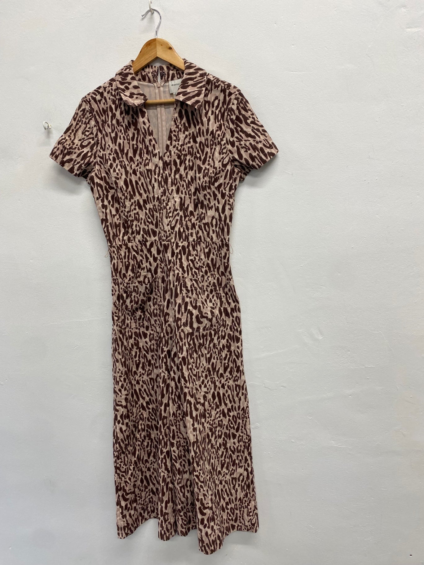 Fabulous Maeve by Anthropologie Jumpsuit UK 12 Pink brown leopard SS002