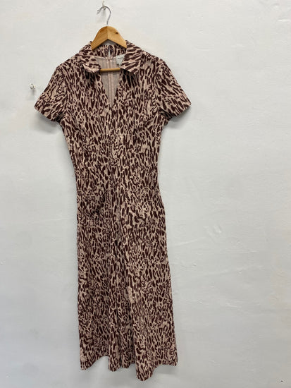 Fabulous Maeve by Anthropologie Jumpsuit UK 12 Pink brown leopard SS002