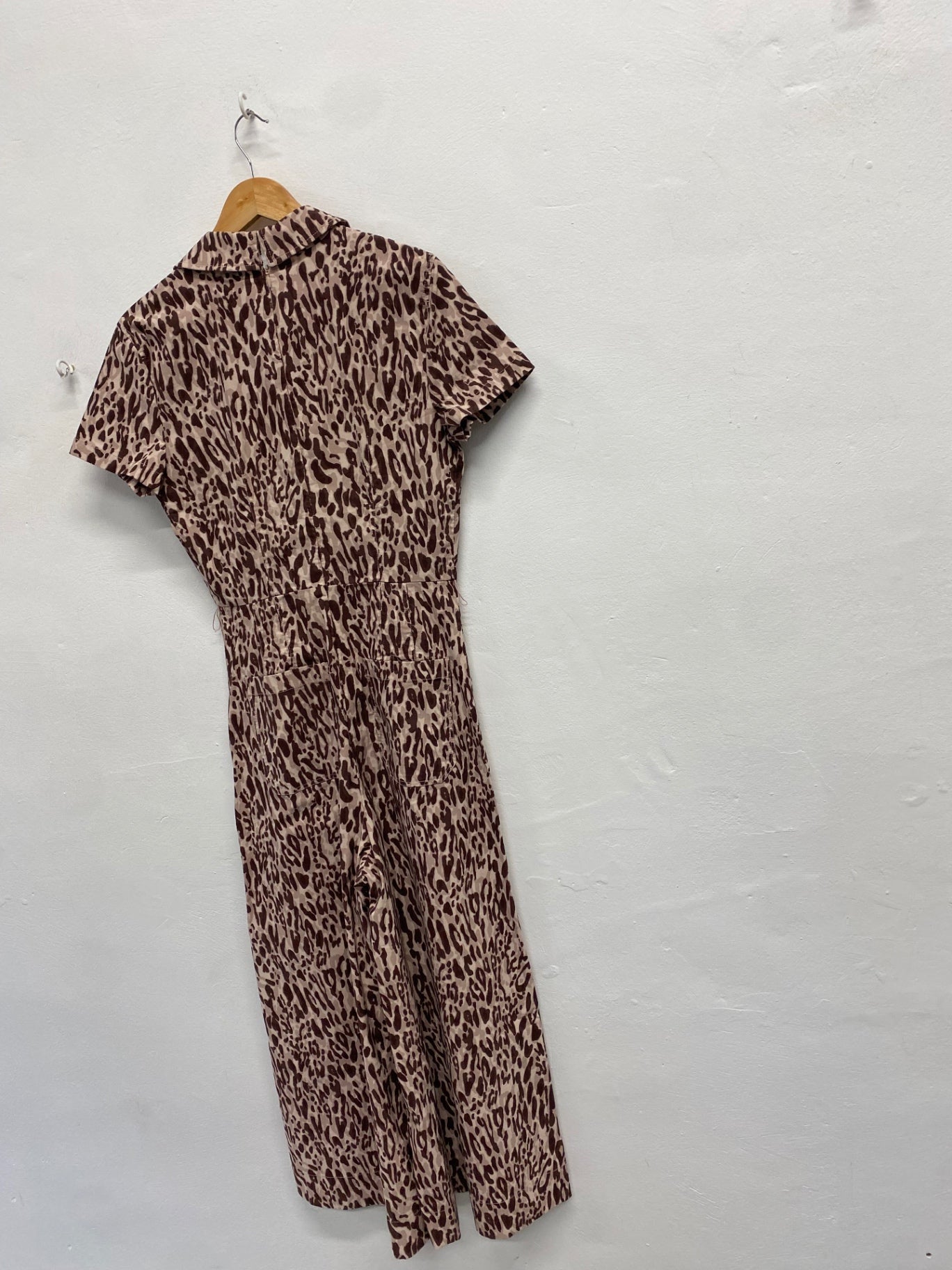 Fabulous Maeve by Anthropologie Jumpsuit UK 12 Pink brown leopard SS002
