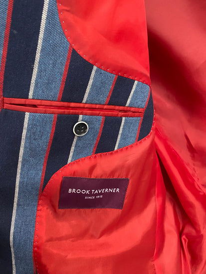 Fabulous Brook Tavener striped traditional Blazer 40R Blue with red & white stripes SS002