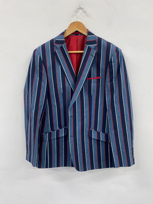 Fabulous Brook Tavener striped traditional Blazer 40R Blue with red & white stripes SS002