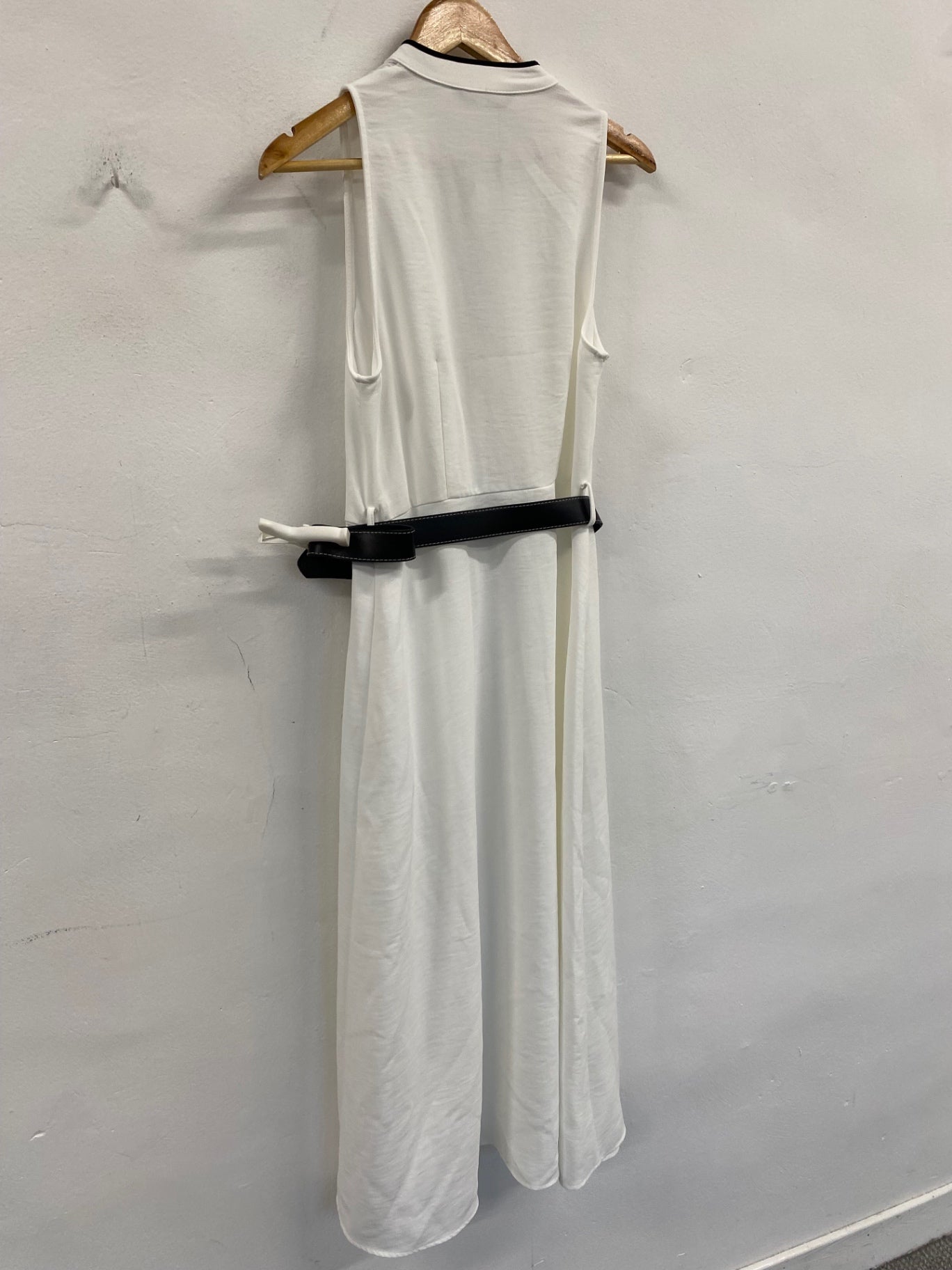 Fabulous Zara elegant button down classic Midi Dress UK12 White SS002